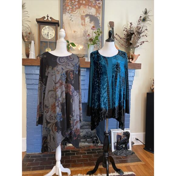 Chicos 3 US 16 18 XL Tunic Lonh Length Boho Tops Velvet Tie Dye Floral Shirt LOT - Picture 1 of 15